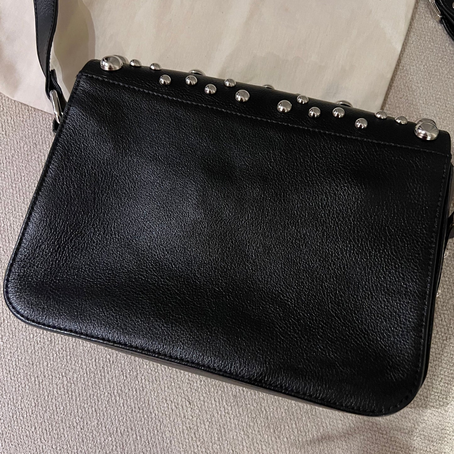 Black Leather Studded Bag